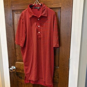 RLX Ralph Lauren Red and Black Striped Polo